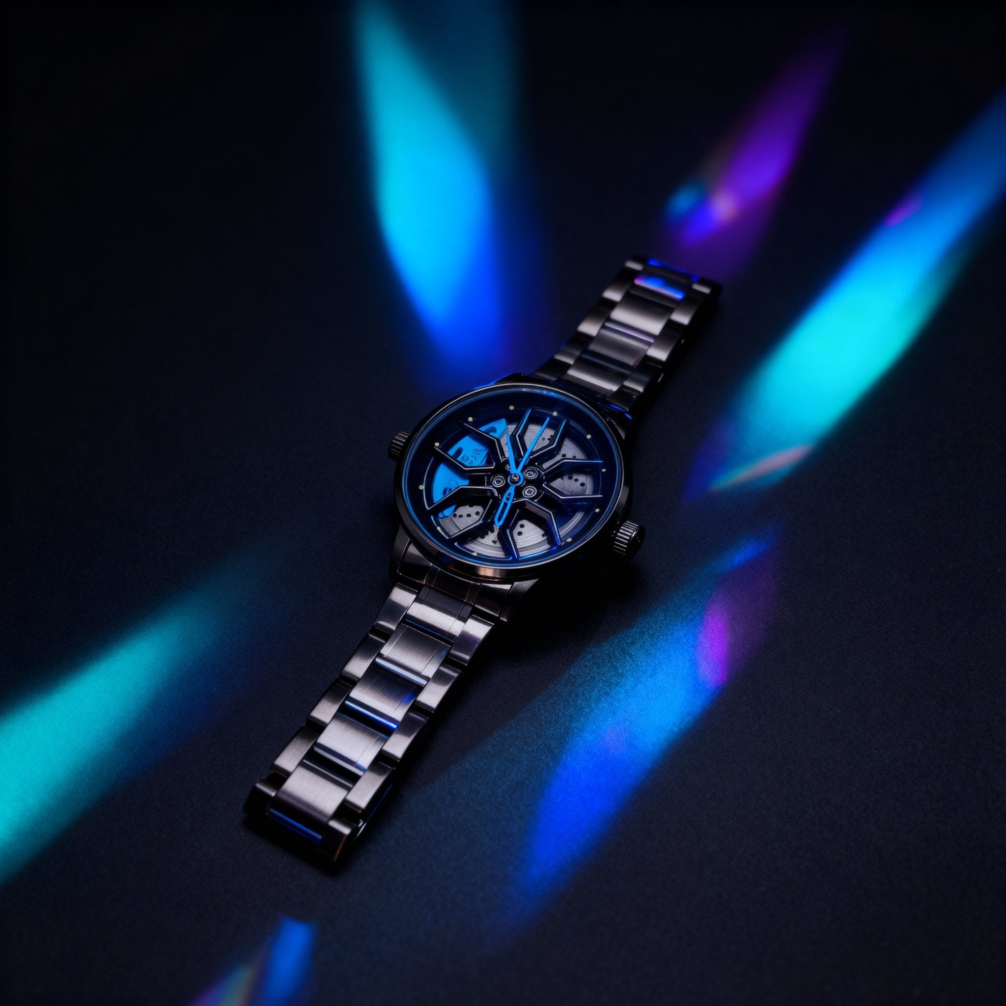 Automatic Skeleton Wheel - Rim Watch – Rotating Dial - Amdaan